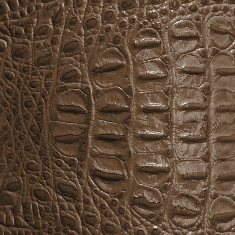 Brown alligator-embossed cowhide leather swatch BC-209 – alligator-print leather for Basilicca custom leather pool tables