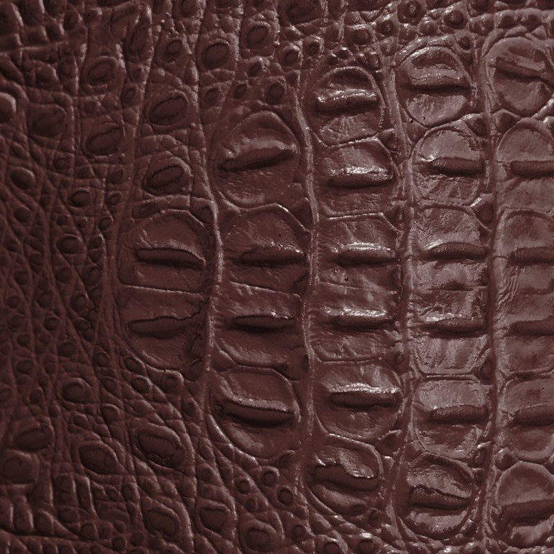 Oxblood alligator-embossed cowhide leather swatch BC-211 – alligator-print leather for Basilicca custom leather pool tables