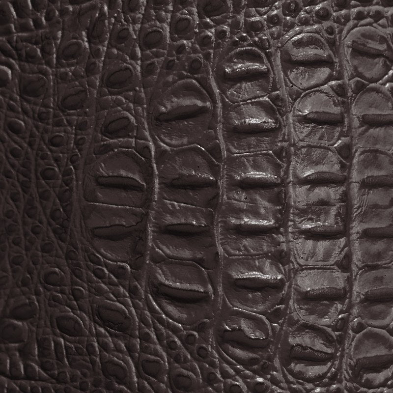 Dark Brown alligator-embossed cowhide leather swatch BC-215 – alligator-print leather for Basilicca custom leather pool tables