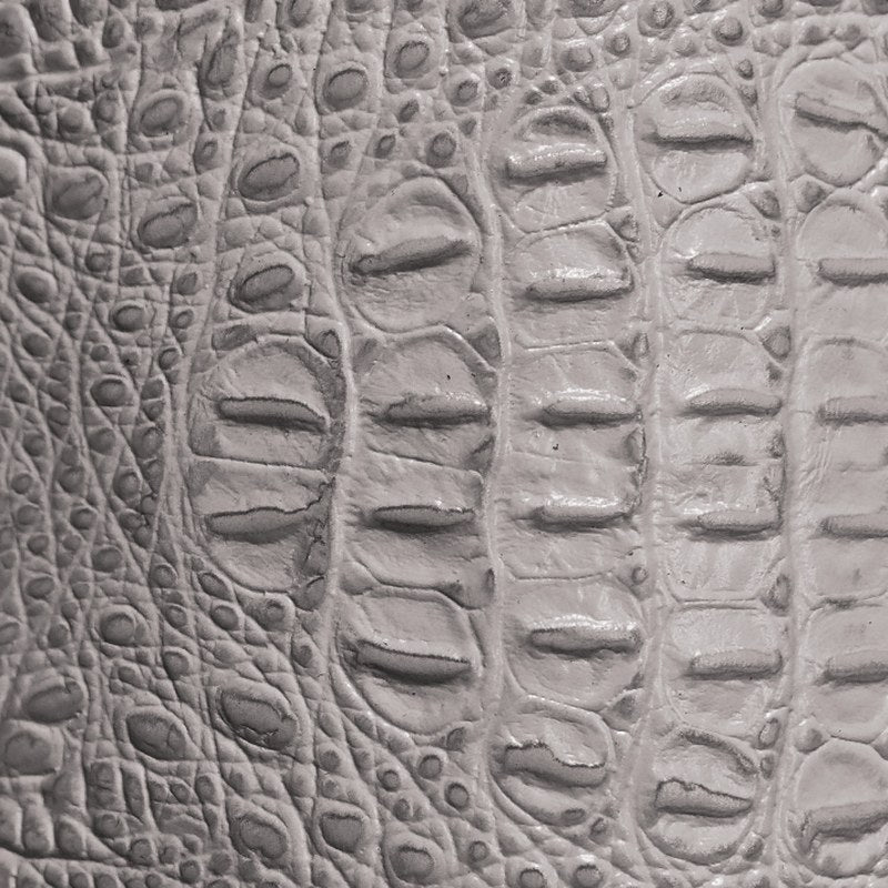 Silver Grey alligator-embossed cowhide leather swatch BC-216 – alligator-print leather for Basilicca custom leather pool tables