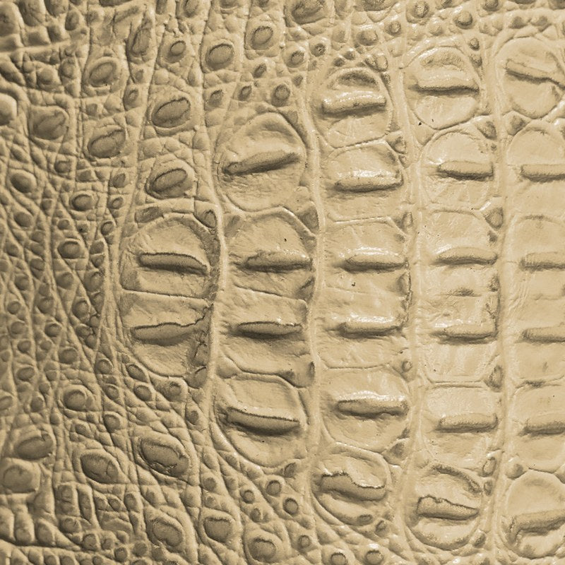 Cream alligator-embossed cowhide leather swatch BC-217 – alligator-print leather for Basilicca custom leather pool tables