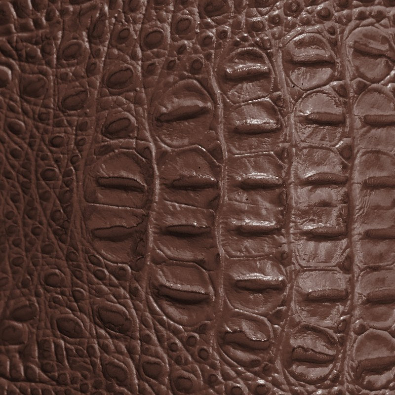 Chocolate alligator-embossed cowhide leather swatch BC-219 – alligator-print leather for Basilicca custom leather pool tables