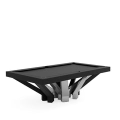 Arch 12 Pool Table, side view, twelve arch legs in stainless steel and black satin