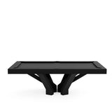 Arch 8 Pool Table, front view, eight arch legs in black satin