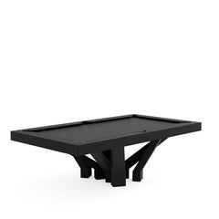 Arch 8 Pool Table, three-quarter view, eight arch legs in black satin