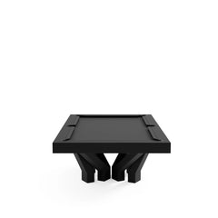 Arch 8 Pool Table, end view, eight arch legs in black satin