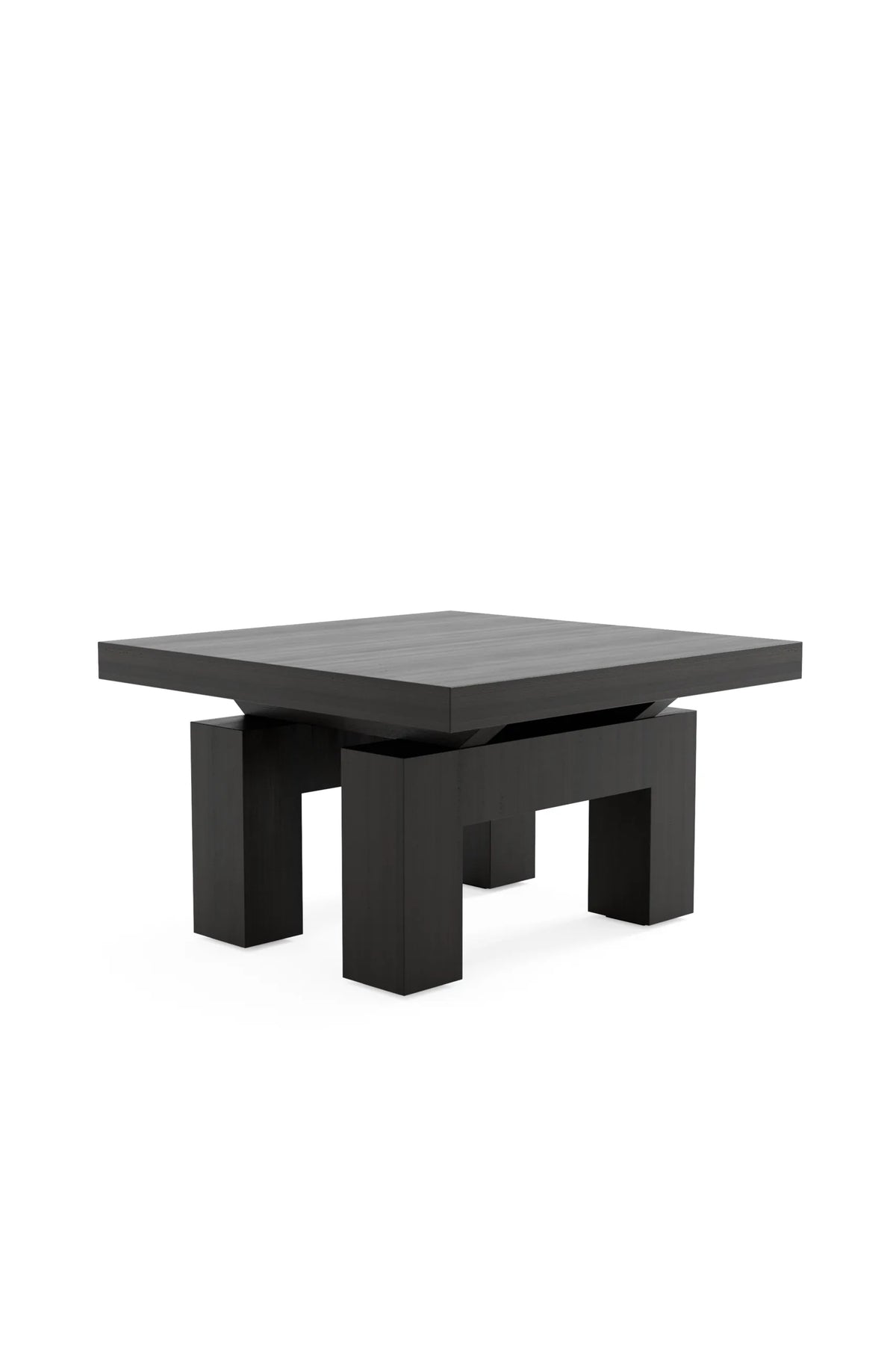 Chess & Coffee Table, three-quarter view, solid wood