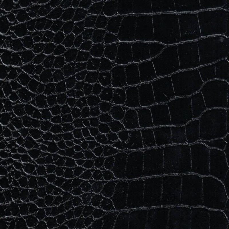 Ebony croc-embossed leather swatch BC-202 – non-uniform crocodile-print leather for Basilicca custom leather pool tables
