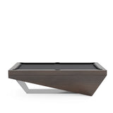 Osaka Pool Table, front view, wenge stain on oak