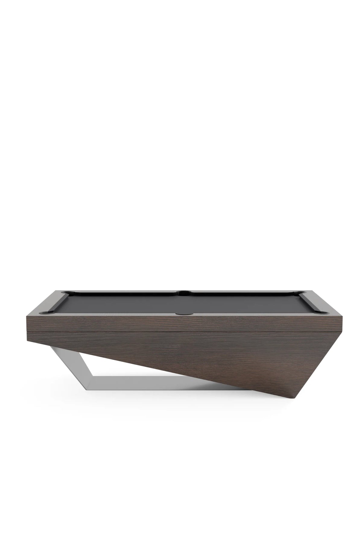 Osaka Pool Table, front view, wenge stain on oak