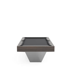 Osaka Pool Table, end view, wenge stain on oak