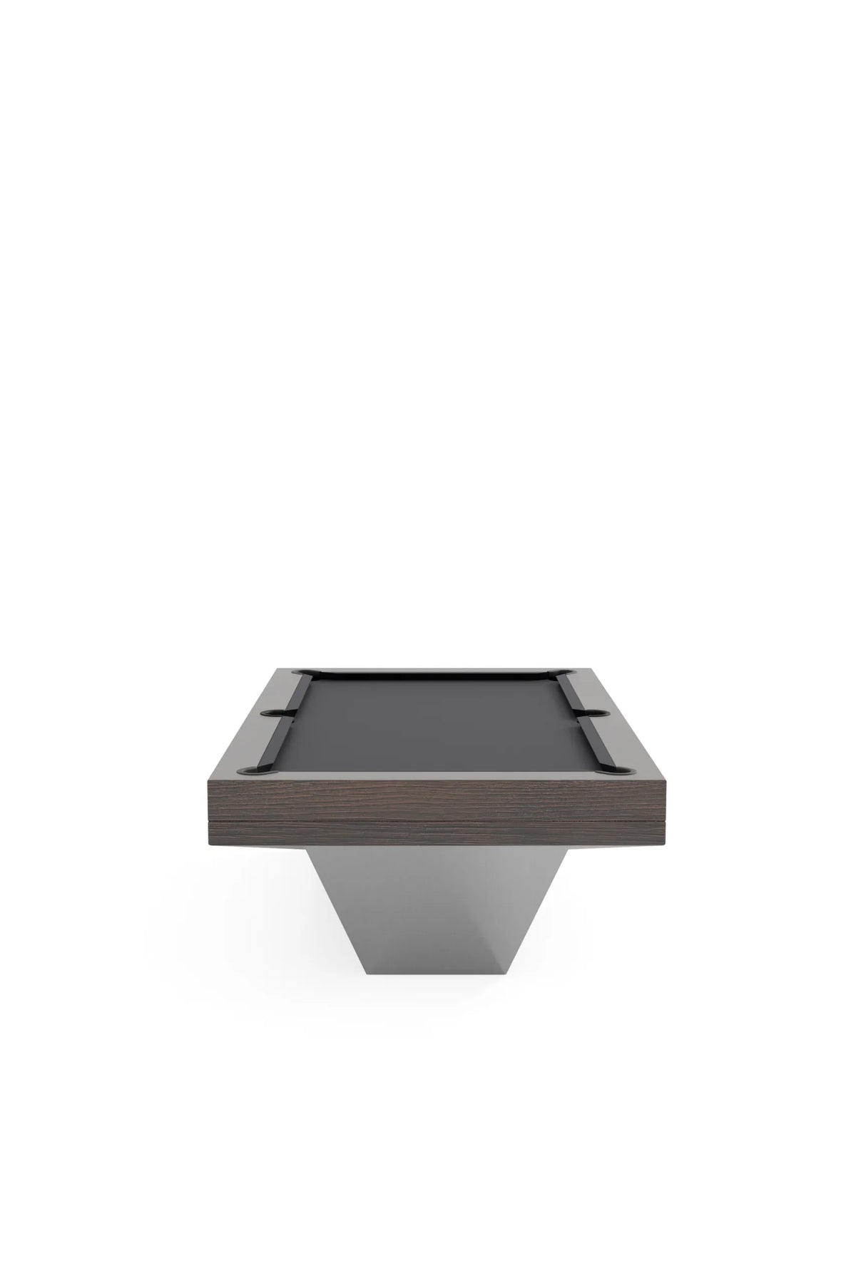Osaka Pool Table, end view, wenge stain on oak