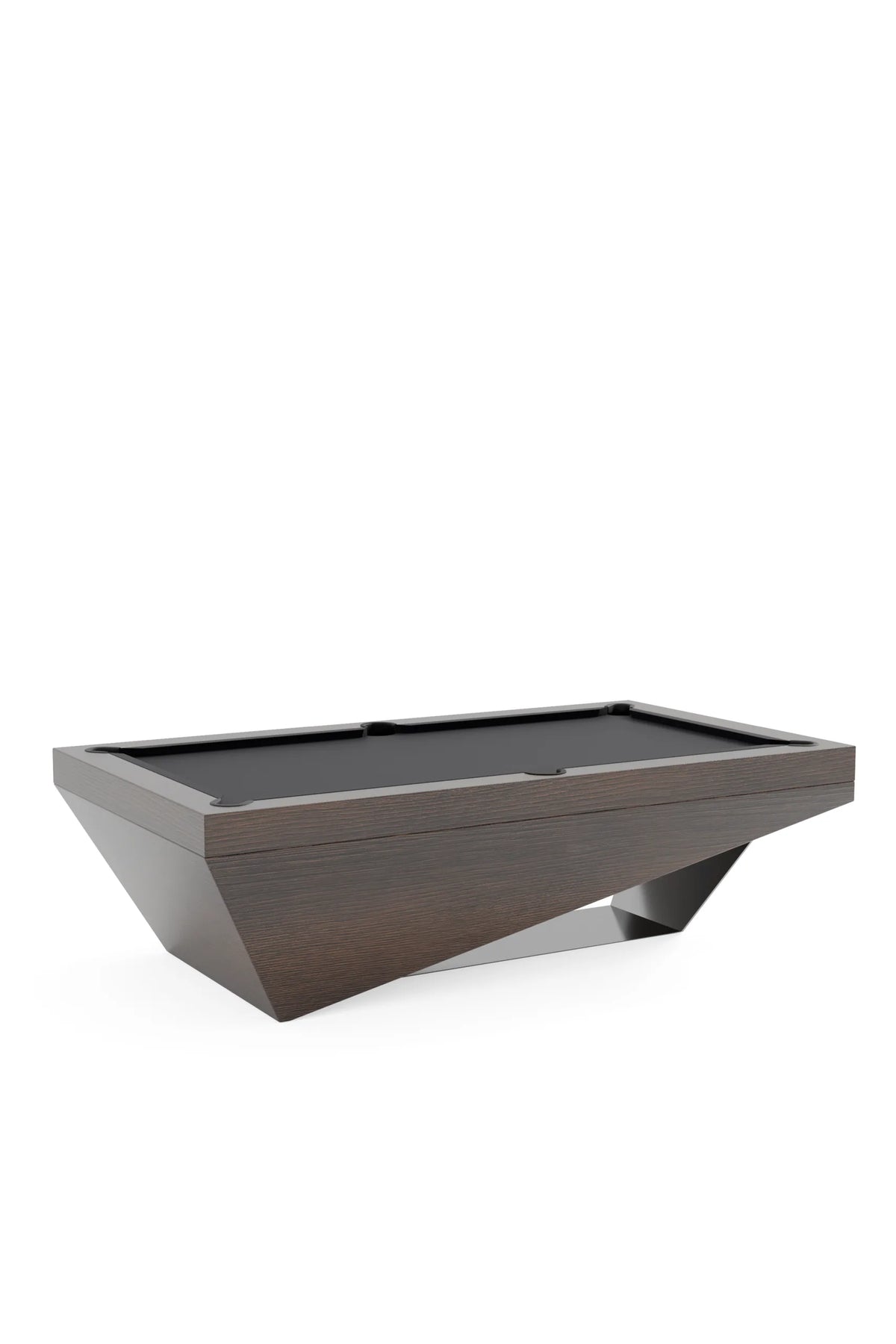 Osaka Pool Table, three-quarter view, wenge stain on oak