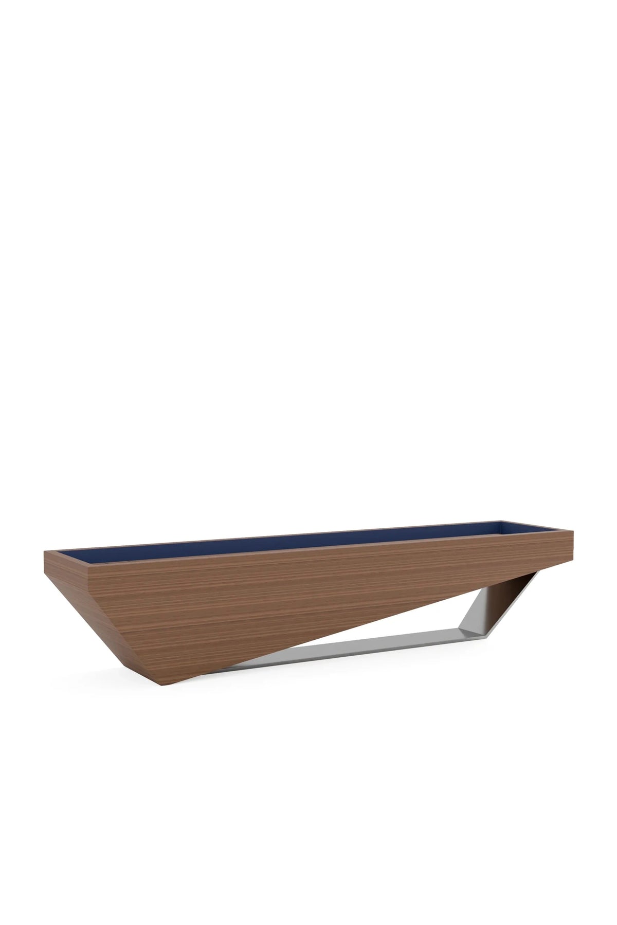 Osaka Shuffleboard, three-quarter view, chestnut stain on oak